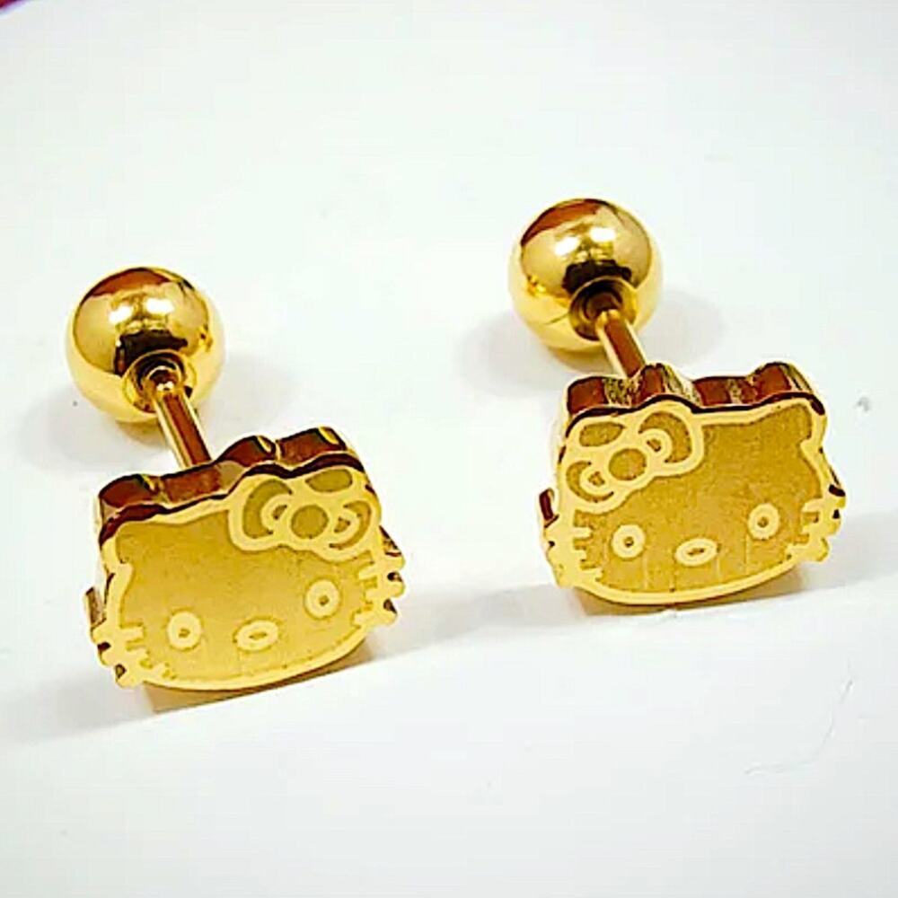 GOLD HELLO KITTY STUD EARRINGS